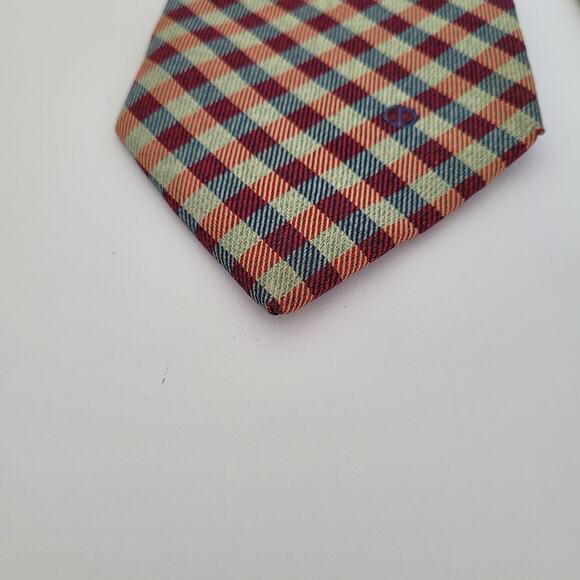 Dunhill Men's Neck Tie Made In England Designer Silk Multicolor Plaid Check Logo - Picture 3 of 5